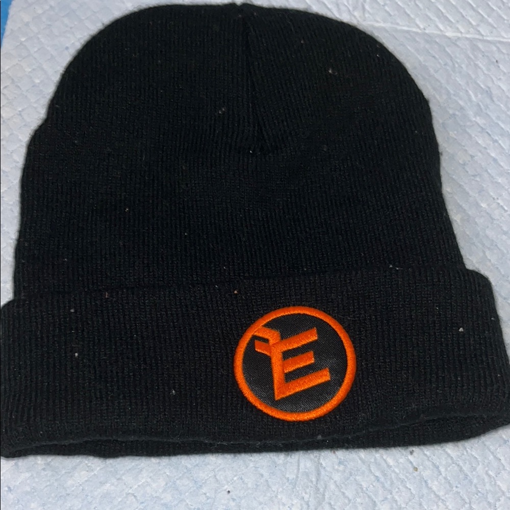 Orange Logo Black Knit Hat